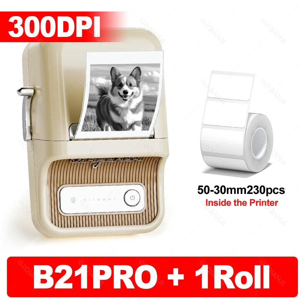 B21 PRO Mini Adhesive Label Printer Wireless Portable Thermal inkless Maker Photo Barcode Price Tag Sticker 200 300dpi
