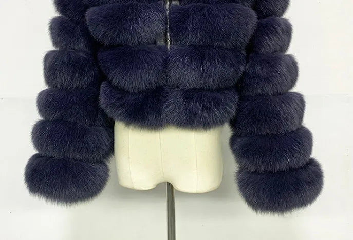 NEW Arrivals S-3XL Coffee/Dark Gray/Black Fashion Women Environmental Red Faux Fox Fur Coat with Hood Thick Warm Full Pelt Fake Fur Jacket Short Winter Woman Fur Coat Ladies Girls Luxury Fashion Clothing Supplies