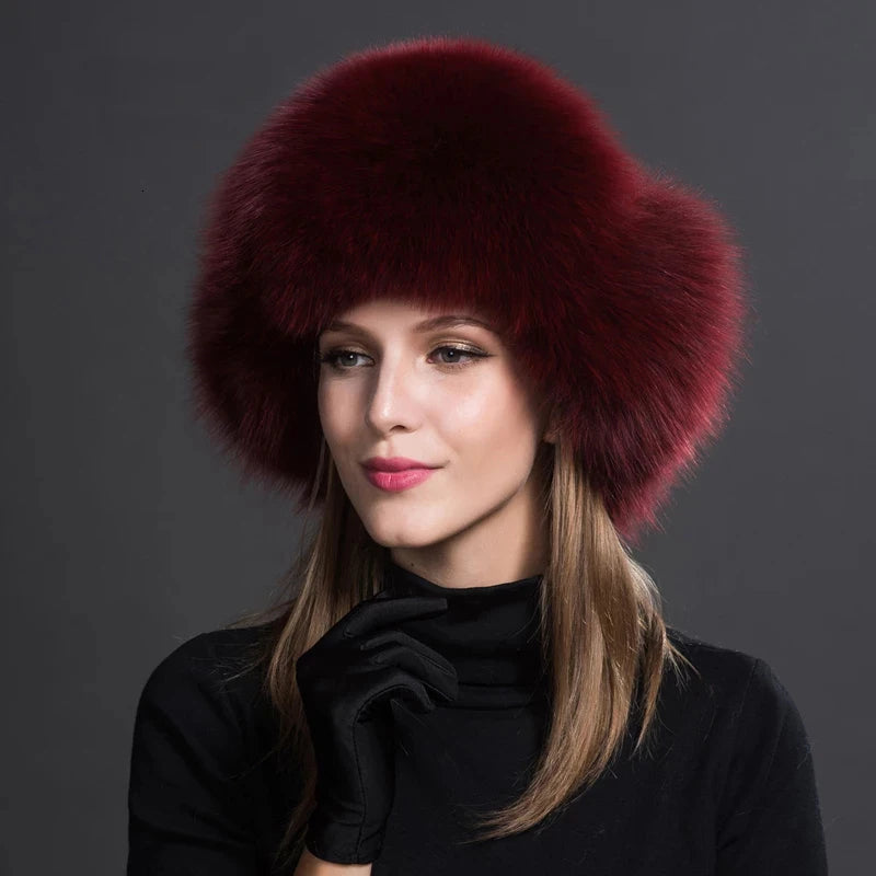 NEW Siberian-Russian Women Ladies Real Natural Raccoon Fur Caps Head Covers Ushanka Hats for Winter Thick Warm Ears Fashion Bomber Pom Pom Hat Lady Real Fox Fur Cap Female Girls Luxury Fashion Clothing Products