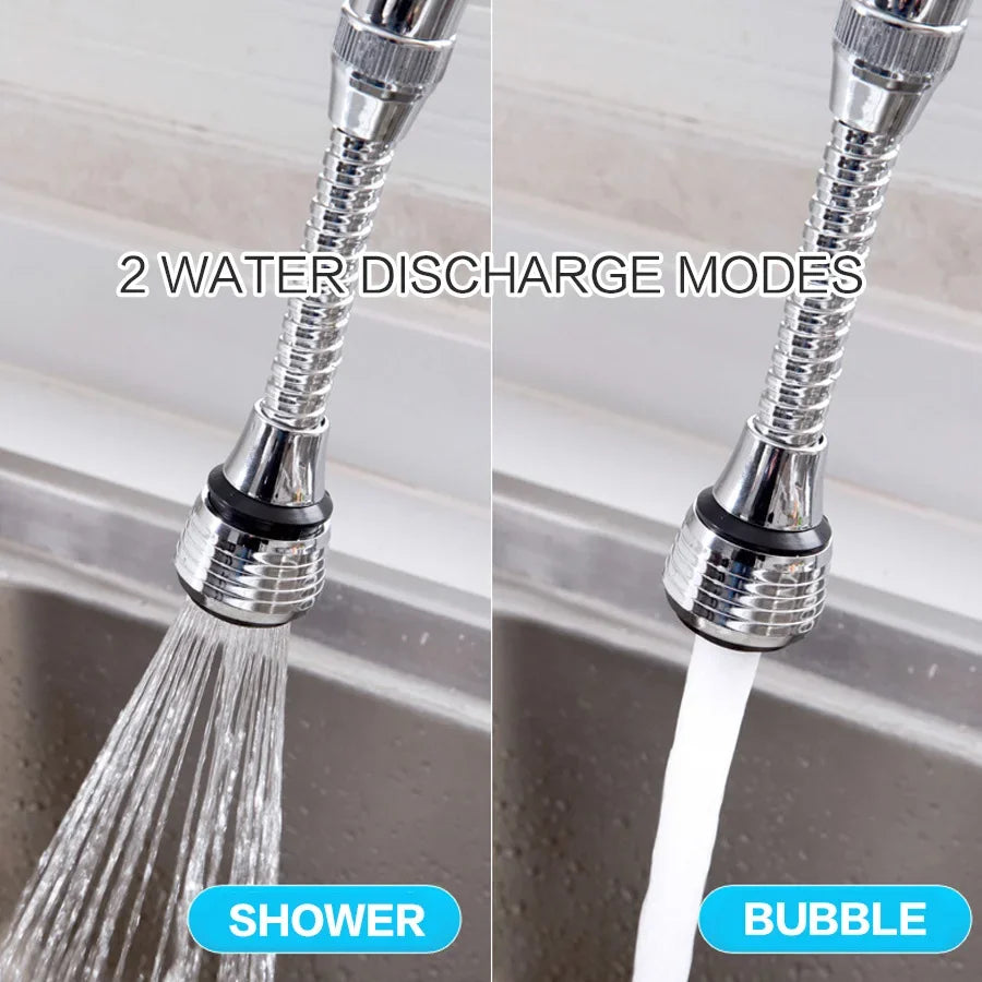 Kitchen Bathroom Stainless Steel Faucet Sprinkler Water-Saving Device Lengthening Rotating Splash Proof Sprinkler Spray Extender Bubbler