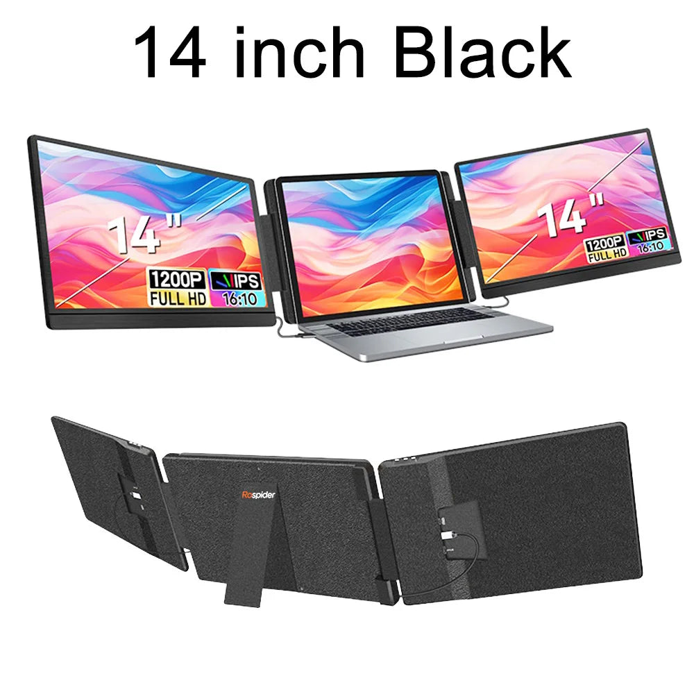 14" to 16" Inch 1080P-2560P Dual Screen Extender Display FHD IPS Triple Expandable Monitor High Definition for Laptop Productivity