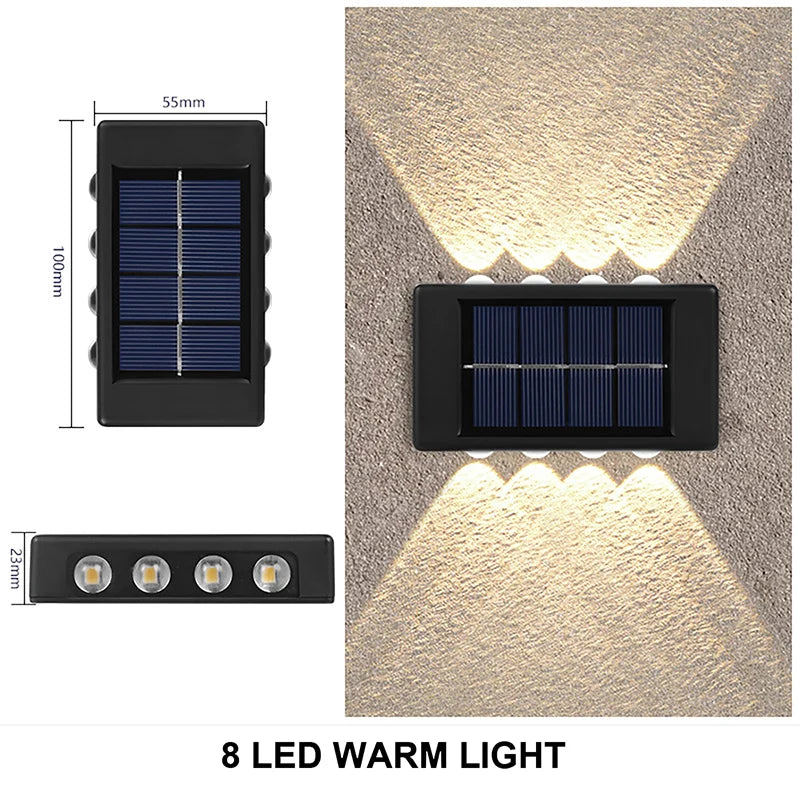 Solar Wall Lamp Outdoor Waterproof Led Decorative Lights Up and Down Garden Yard Street Landscape Balcony