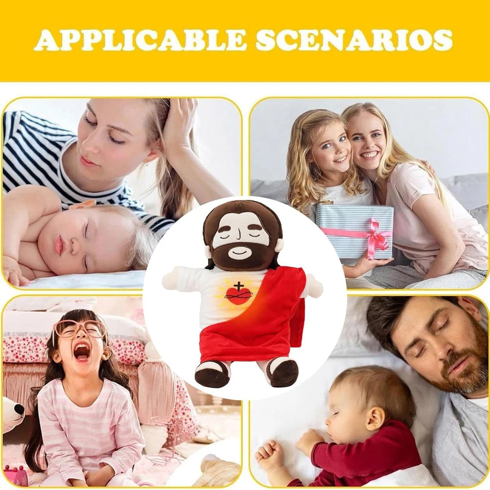 Jesus Christ Plush Baby Soothing Breathing Toy Jesus Doll Plush Toy Four-Gear Adjustment Children Music Sleep Companion Toy Kids Xmas Gift
