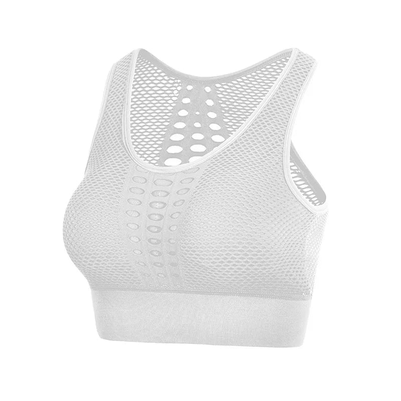 Women Breathable Sports Bra Sexy Mesh Sports Top Push Up Gym Fitness Underwear Female Seamless Running Yoga Bra Workout Top