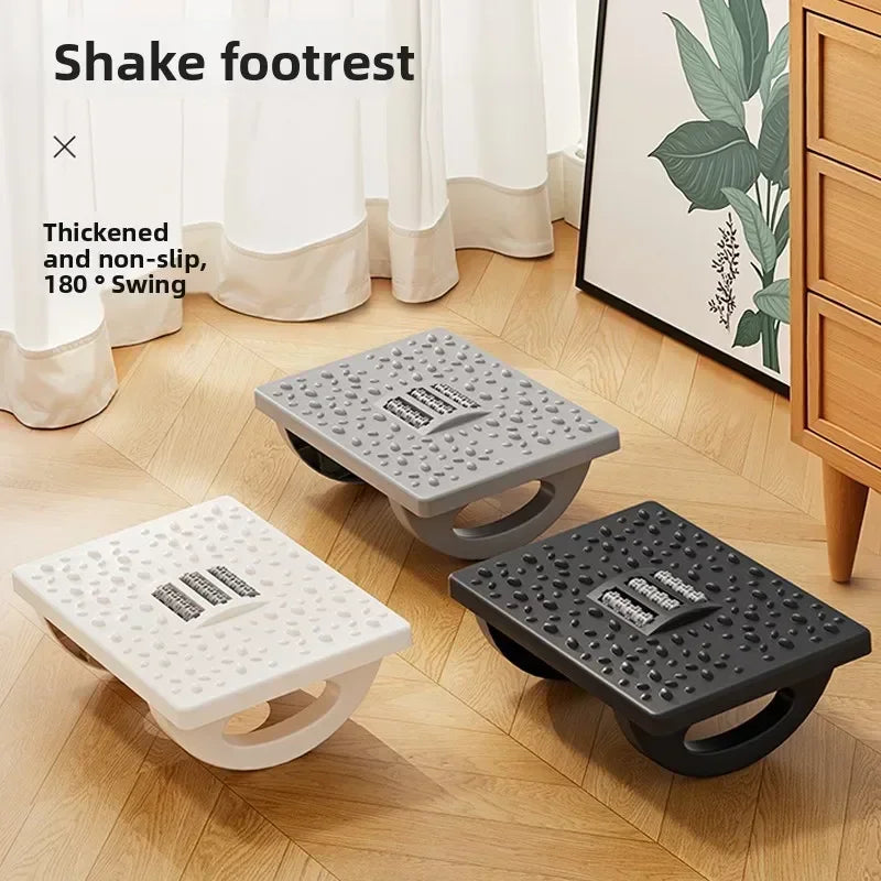 Black/White Color Home Office Work Computer Gaming  Footrest Under Desk Foot Stool Anti-Crossed Legs Semi-Circular Rocking Chair Anti-Slip Massage Roller Footrest Foot Stool