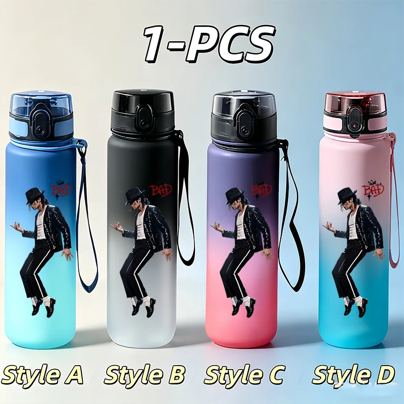 Michael Jackson Fans Character 650ml NEW Cool Gradient Water Cup, Vacation Gift, Portable Outdoor Travel Running Gym Cycling Water Bottle Sports Accessories Gifts