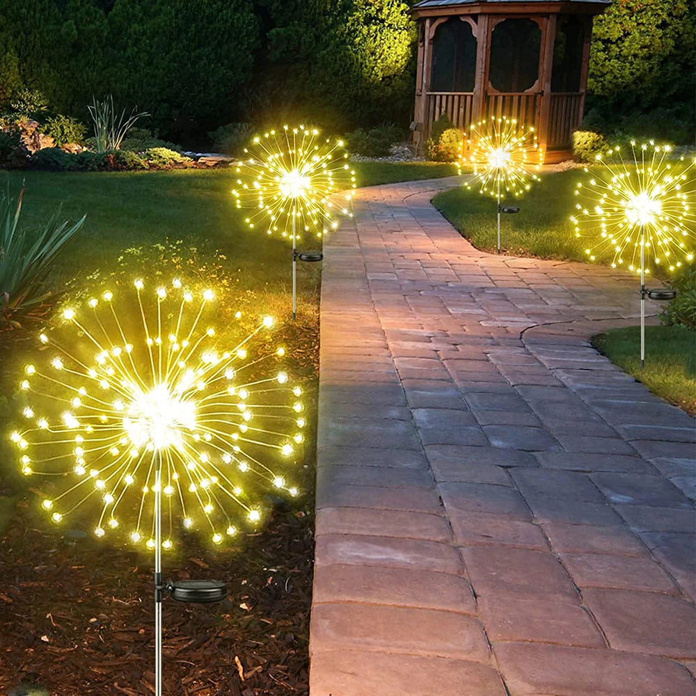 NEW Arrivals Solar Firework Light Grass Globe Dandelion 90/150/200 LED Fireworks Lamp For Garden Lawn Landscape Holiday Christmas Lights Home Garden Decoration Supplies