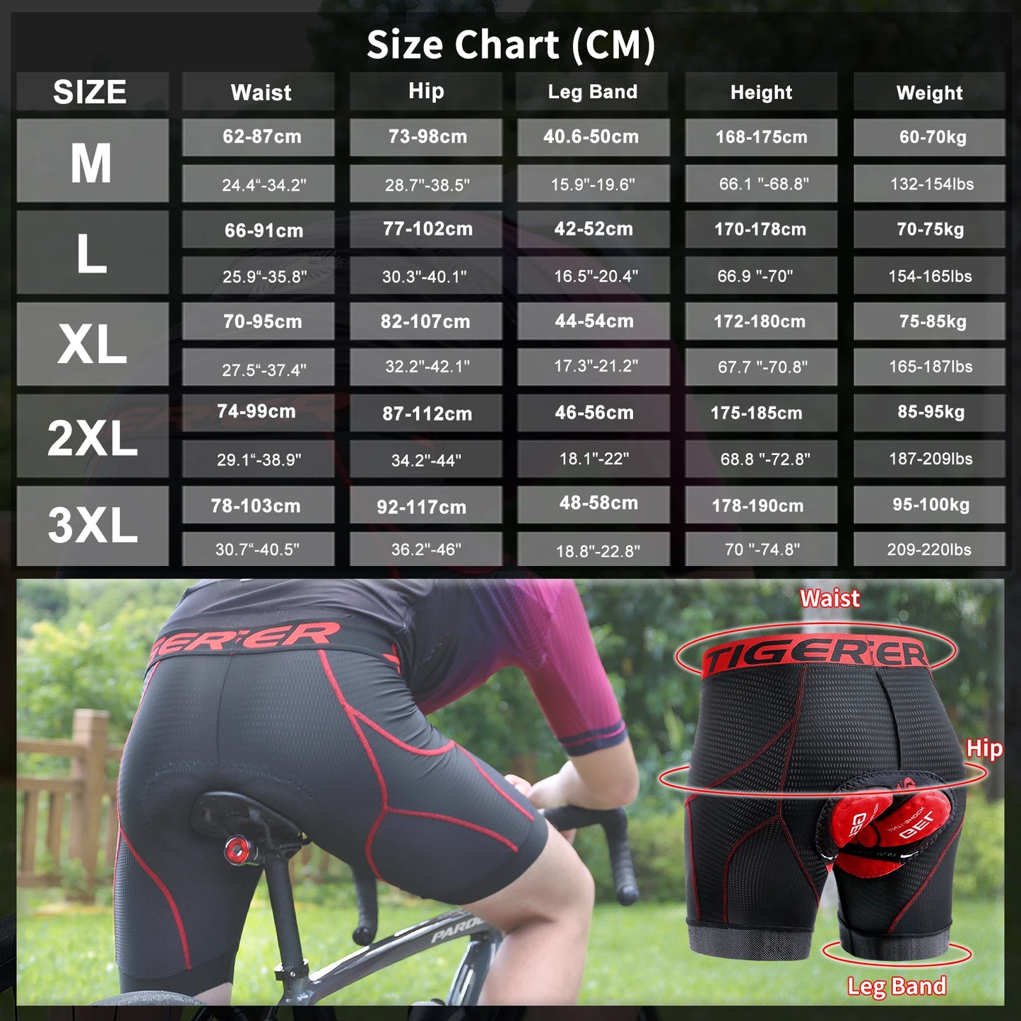 Men's Cycling Underwear Shorts 5D Padded Sports Riding Bike Bicycle MTB Liner Shorts with Anti-Slip Leg Grips