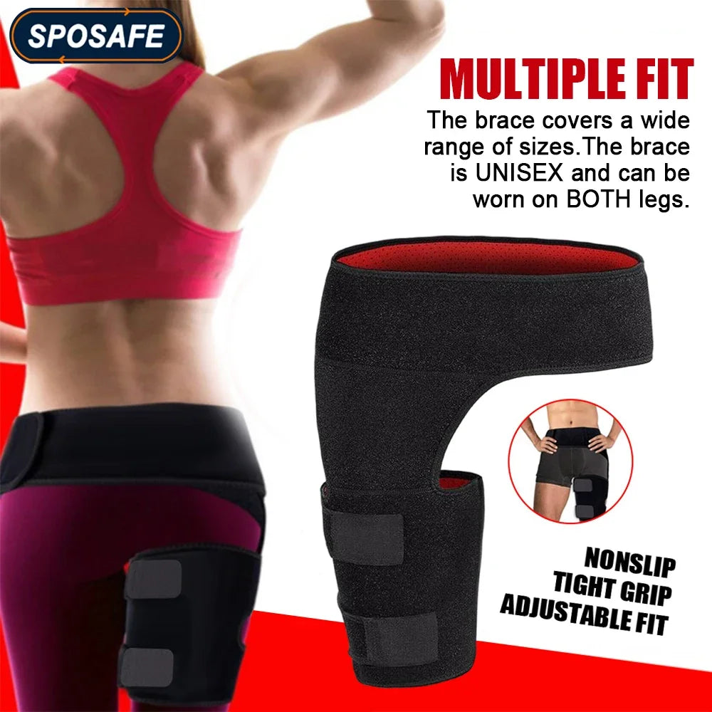 NEW Arrivals Hip Brace Thigh Compression Sleeve for Runners Cyclists Groin Support Straps Hip Stability Brace Protector Adductor Muscles and Tendons Around Groin, Quad & Hamstring Support