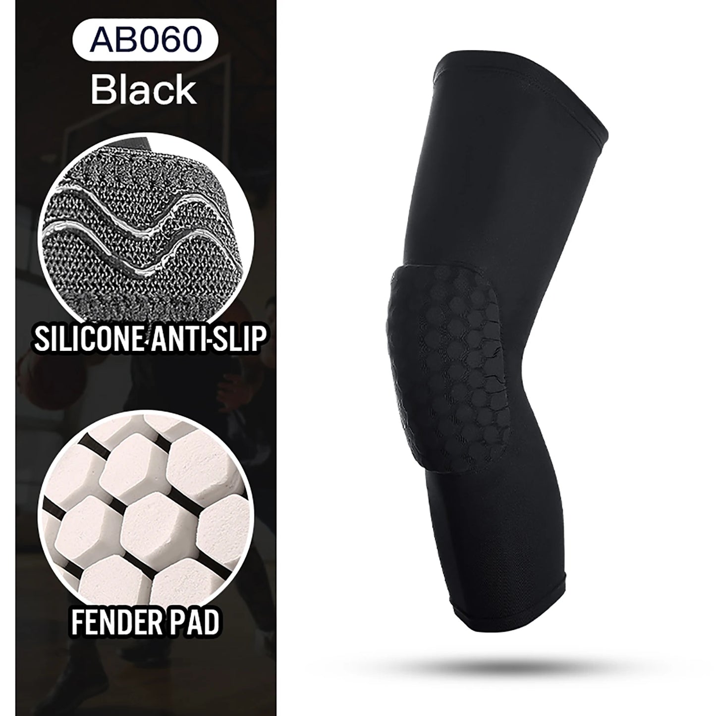 2 PCS Set Blue/Black/White/Red Color Breathable Absorb Sweat Outdoor Running Cycling Tennis Basketball Knee Pad Honeycomb Shockproof Long Leg Sleeves Knee Brace Football Sports Knee Guard