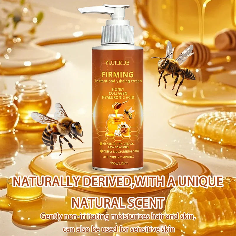 2 PCS Set Bee Venom Honey Collagen Firming Body 150gr Cream, Skin Laxity Repair Instant Lifting with Hyaluronic Acid, Non-Greasy Tummy Control Belly Loss Skin Care Sets Korean Products