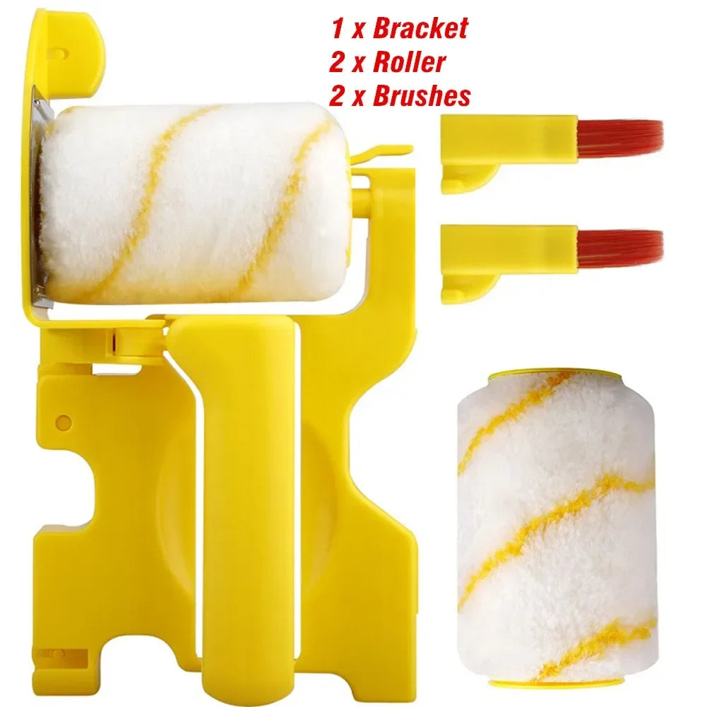 NEW 1 Bracket x 2 Rollers x 2 Brushes Set Multifunctional Clean-Cut Paint Edger Roller Brush Household Home Wall Ceilings Decorative Painting Tools Kit with Rod and Tray