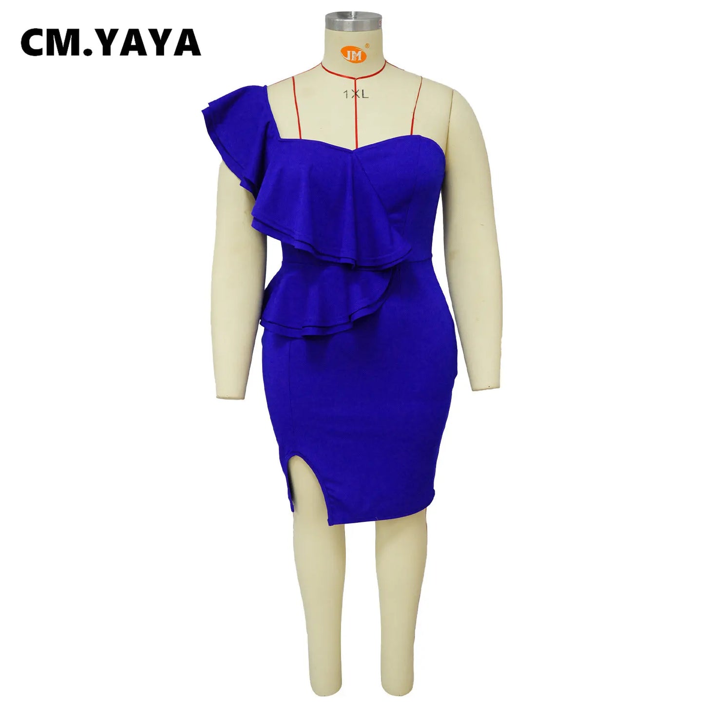 Plus Size Women Ruffles Shoulder Sleeveless Bodycon Midi Dress  Fashion INS Curve Sexy Party Club Dresses