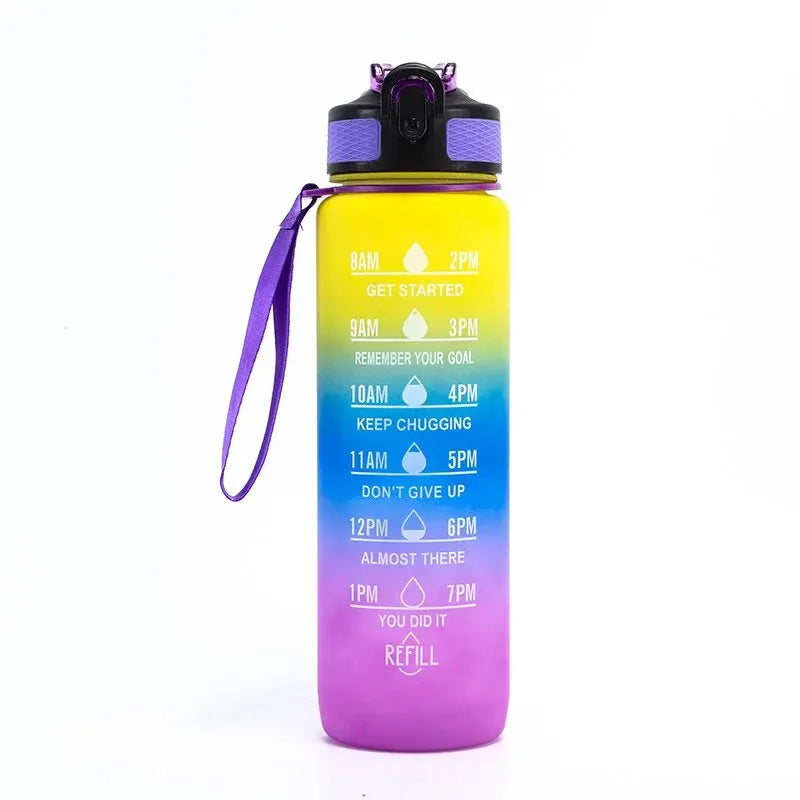 1000ml 32 Oz Leakproof Water Bottles with Times to Drink and Straw Motivational Drinking Sports Water Bottle for Fitnes Gym Outdoor