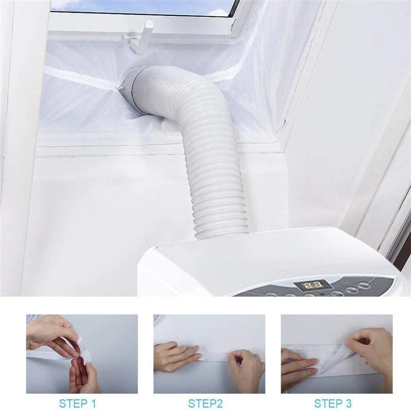 5M Air-Lock Window Seal for Portable Air Conditioner,3/4/5mFlexible Cloth Sealing Plate Window Seal with With Zip and Adhesive Fast Sealing for Home Office