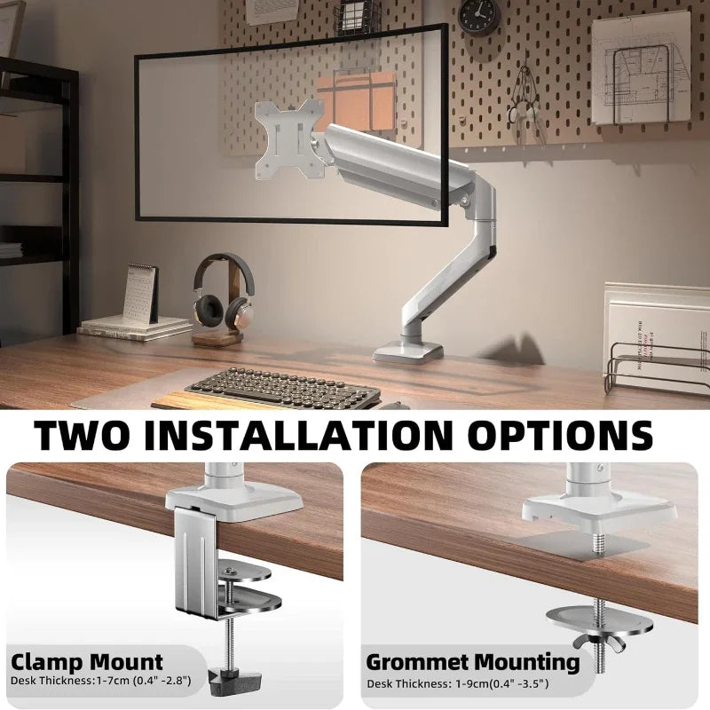 Adjustable Single Monitor Stand Gas Spring Monitor Arm Fully Adjustable Desk Stand Holds 4.4-20 lbs Computer Screen