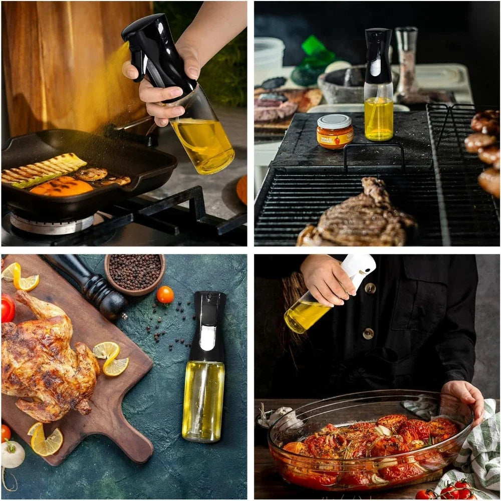 NEW Arrivals 4PCS Set Spray Oil Sprayer Dispenser Edible Olive Oil Spray 300/500ML Oil Sprayer Cooking Baking Vinegar Soy Sauce Spray Container Kitchen Accessories