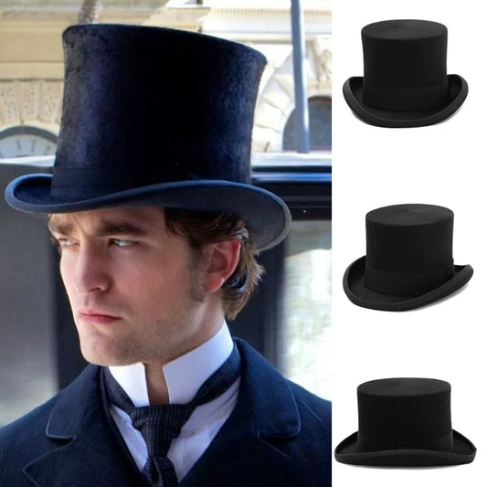 NEW Arrivals British President Men Luxury Top Hat Presidential High Hat British jazz Top Multi-Colors Hats Gentleman Evening Wedding Party  Flat Felt Hat Formal Tuxedos Costume Apparel Accessories Male Luxury Fashion Clothing