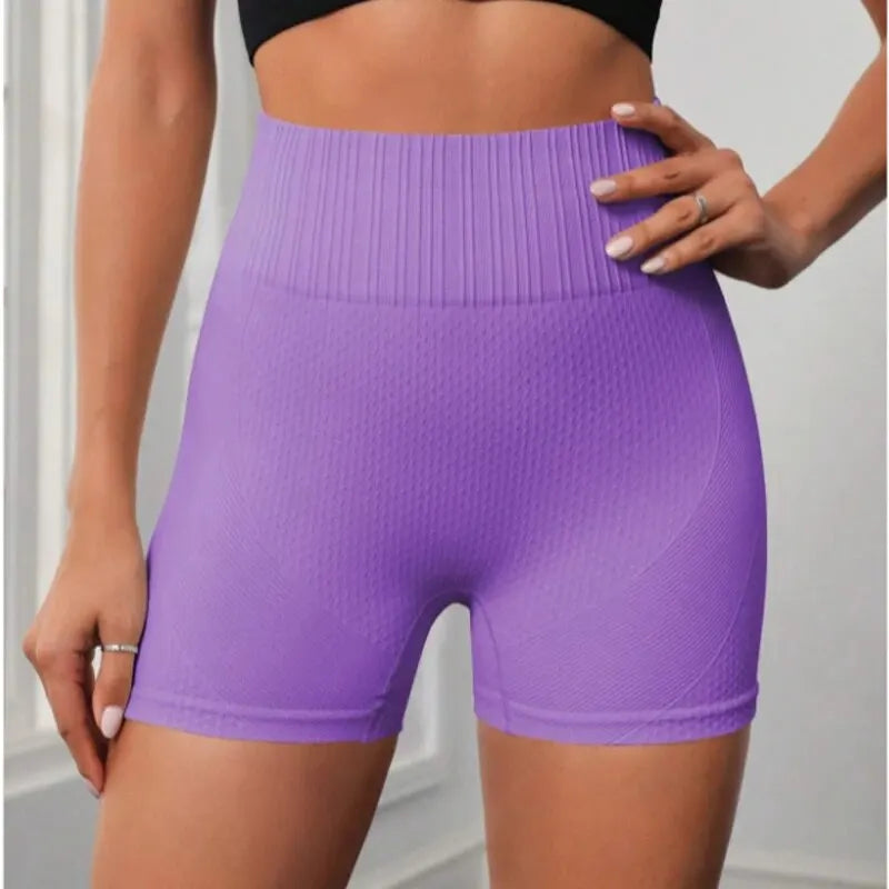 Women's Seamless 4-Piece Yoga Shorts High-Waisted Hip Lift Running Fitness Shorts