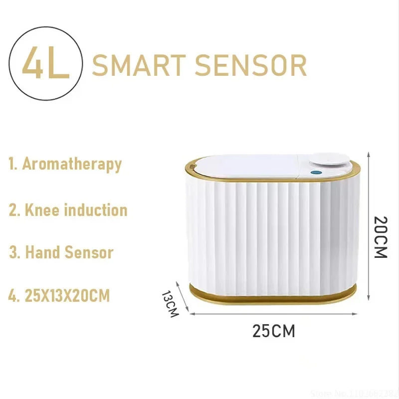 NEW 4L Aromatherapy Trash Can Bathroom Desktop Wastebasket Outdoor Mini Smart Trash Can Home Electronic Garbage Bin Sensor Wastebin Home Office Cleaning Supplies