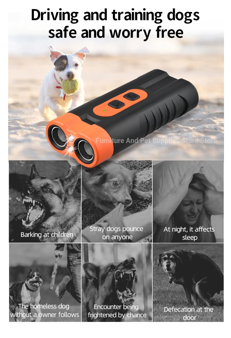 Ultrasonic Pet Dog Repeller Anti Barking Stop Bark Training Device High Power Dog Training Repellents With USB Rechargeable