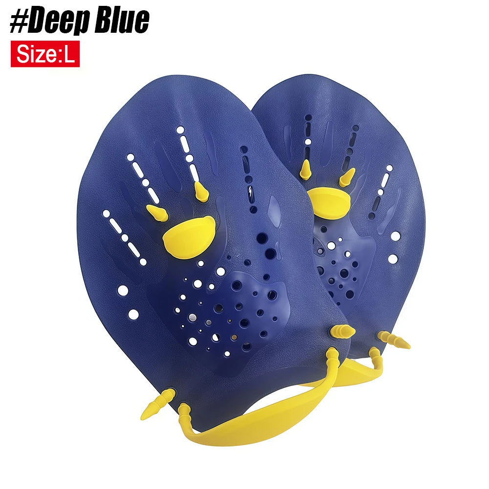 Adults and Kids S-L Size 1Pair Power Swim Silicone Hand Paddles for Lap Swimming - Adjustable Straps - Lap Swimming Gears - Hand Paddles Beach Water Pool Swimming Accessories Bathing Supplies