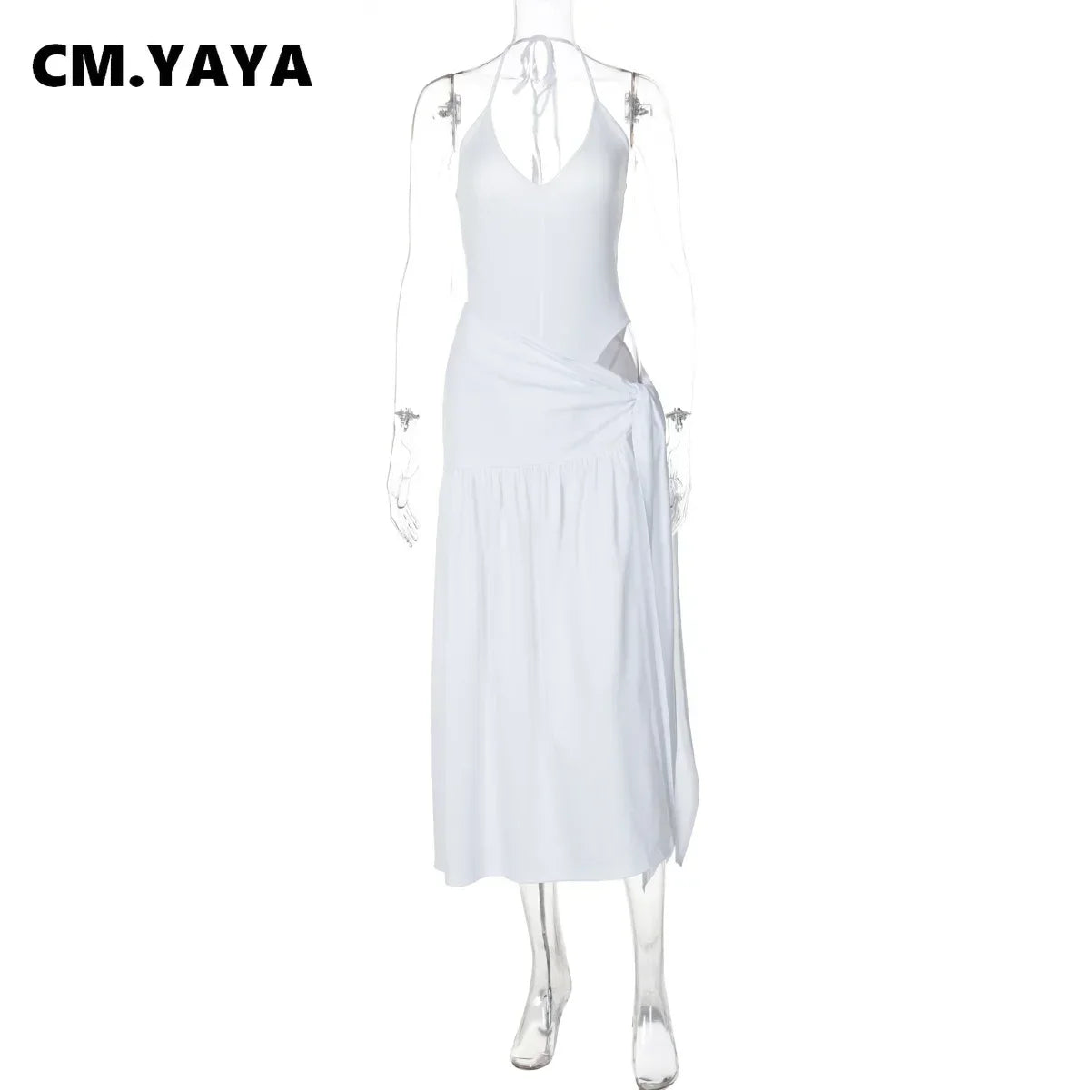 NEW Arrivals 2PCS Set UK Size Black/Light Green/White/Navy Blue Colors Sexy Elegant Women's Set Sleeveless Strap Bodysuit +Long Skirts Suit Spring Summer Autumn Tracksuit Tie Up Outfits