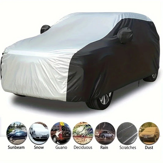 NEW Silver/Black  XL-XXL Size Exterior Car Cover Universal Waterproof Dustproof UV Protection Car Protective Cover for Sedan SUV Full Car Covers