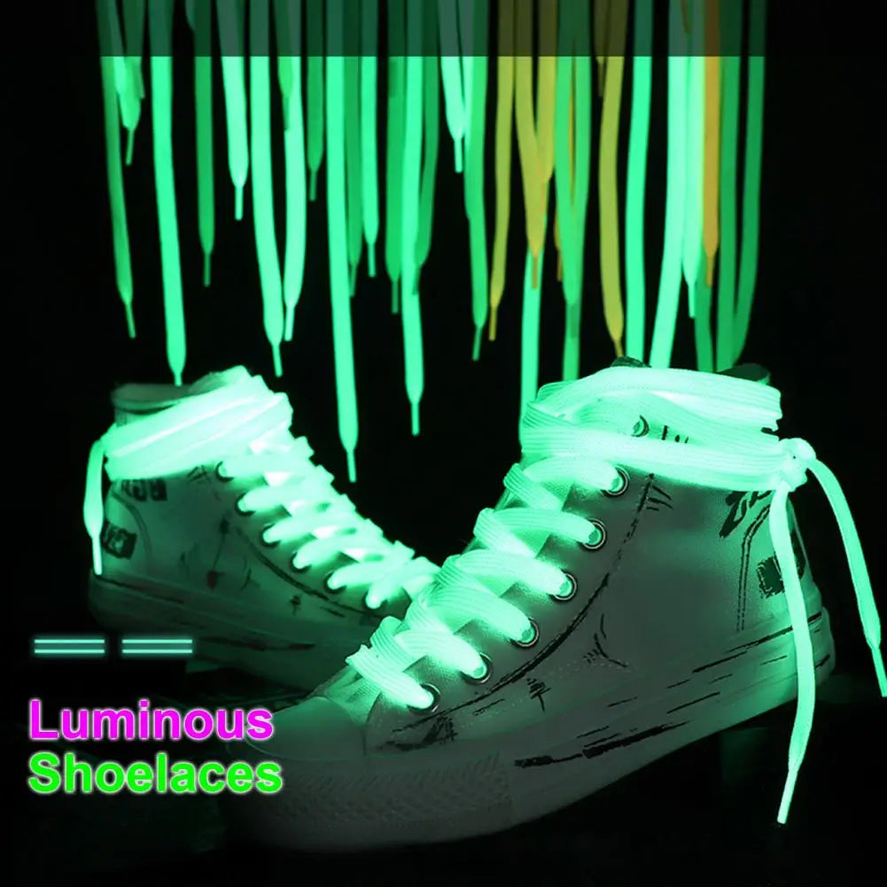 80-140cm 7 Colors Glow in the Dark Luminous Shoelaces Rave Dance Party Night Clubwear  Fluorescent Flat Replacement Shoe Laces for Sneakers Boots Athletic Footwear Accessories