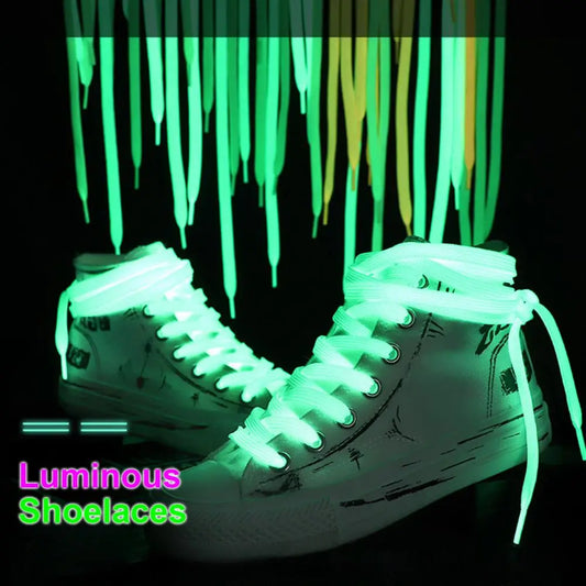 80-140cm 7 Colors Glow in the Dark Luminous Shoelaces Rave Dance Party Night Clubwear  Fluorescent Flat Replacement Shoe Laces for Sneakers Boots Athletic Footwear Accessories