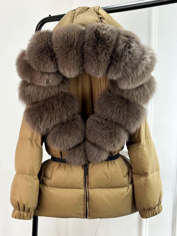 NEW Arrivals UK S-XL Size 11 Colors Winter Puffer Jacket Women 100% Real Fox Fur Hooded Thick Warm 90% White Duck Down Coat Female Parkas Waterproof Mini Coat