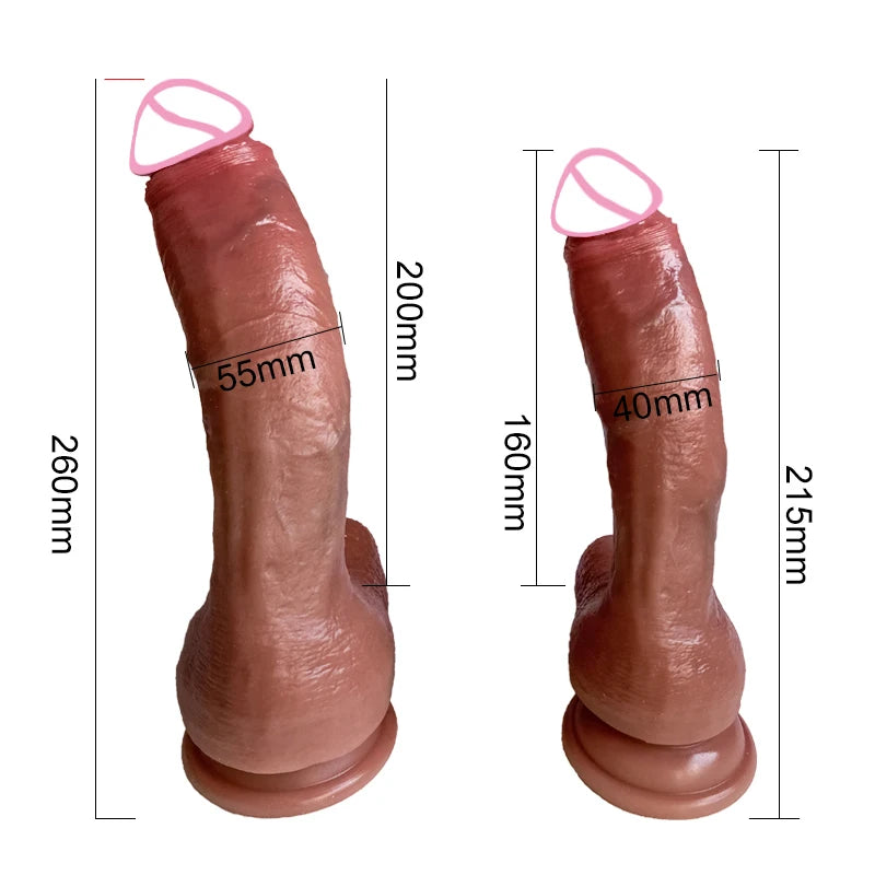 Adult Huge Realistic Dildo Soft Silicone Brown Giant Penis Female Vaginal Masturbators Anal Sex Toy for Women Suction Cup Thick Dick