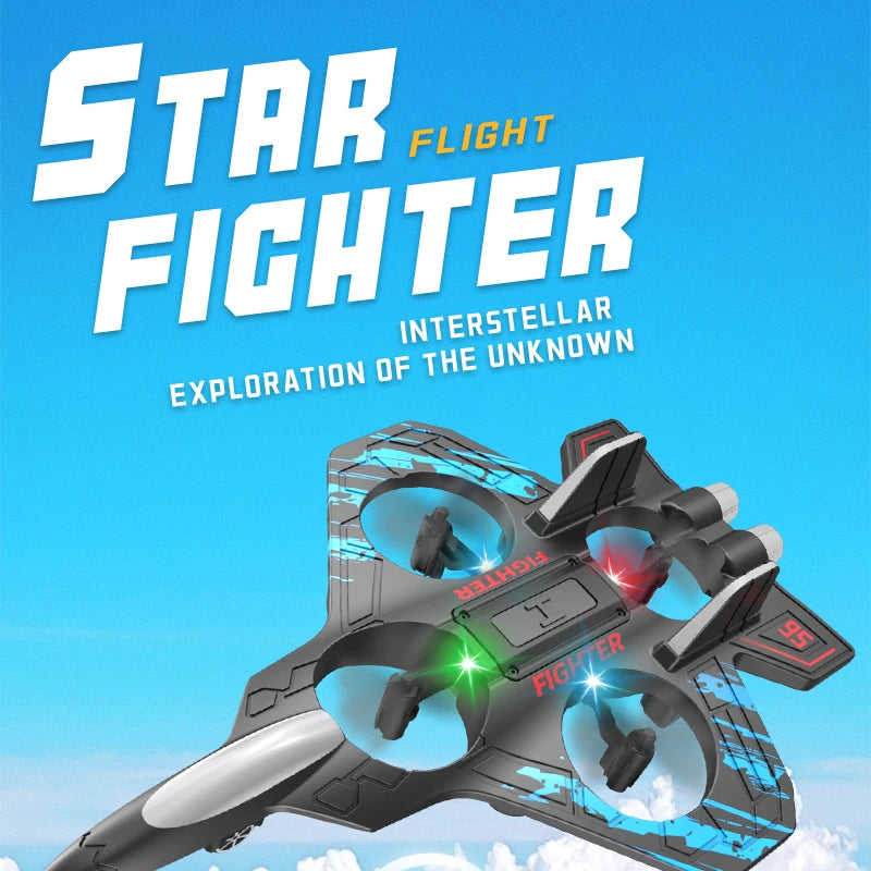 2.4G Remote Control Fighter Electric Foam Glider Stunt Tumbling UAV Hovering Helicopter with LED Colorful Lights Aircraft Model Adults Children Games Electric Toys