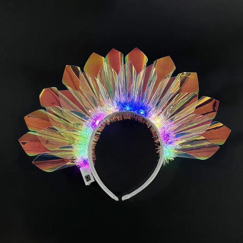 NEW Arrivals Light Up Headband Glowing Crown LED Laser Hair Band Flashing Headpiece Luminous Crown Nightclub Cosplay Party Headwear Hair Tiara
