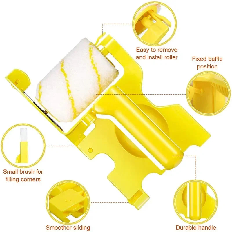 NEW 1 Bracket x 2 Rollers x 2 Brushes Set Multifunctional Clean-Cut Paint Edger Roller Brush Household Home Wall Ceilings Decorative Painting Tools Kit with Rod and Tray