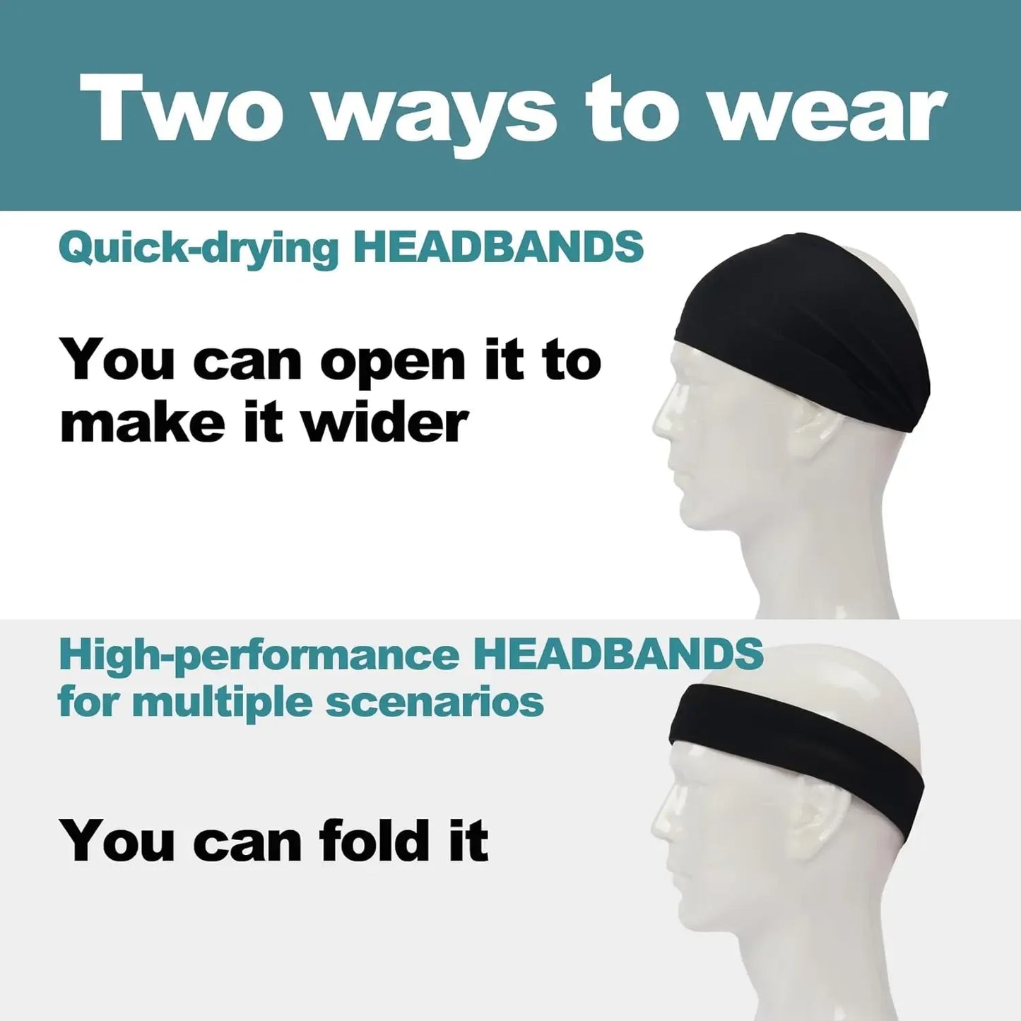 5 PCS Set Women/Men Sports Headband Outdoor Running Fitness Sweatband Elastic Absorbent Sweat Cycling Jog Tennis Yoga Gym Head Band Hair Bandage Sports Accessories