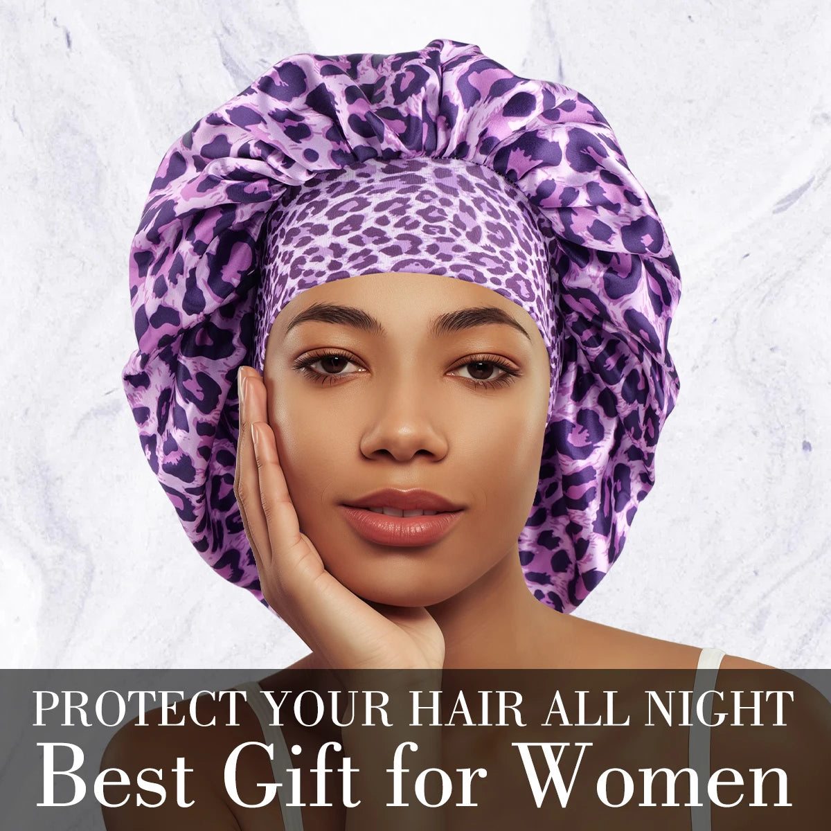 5 Colors Luxurious Women's Satin Sleep Bonnet All-Over Leopard  Nightcap for Hair Care And Fashion Style