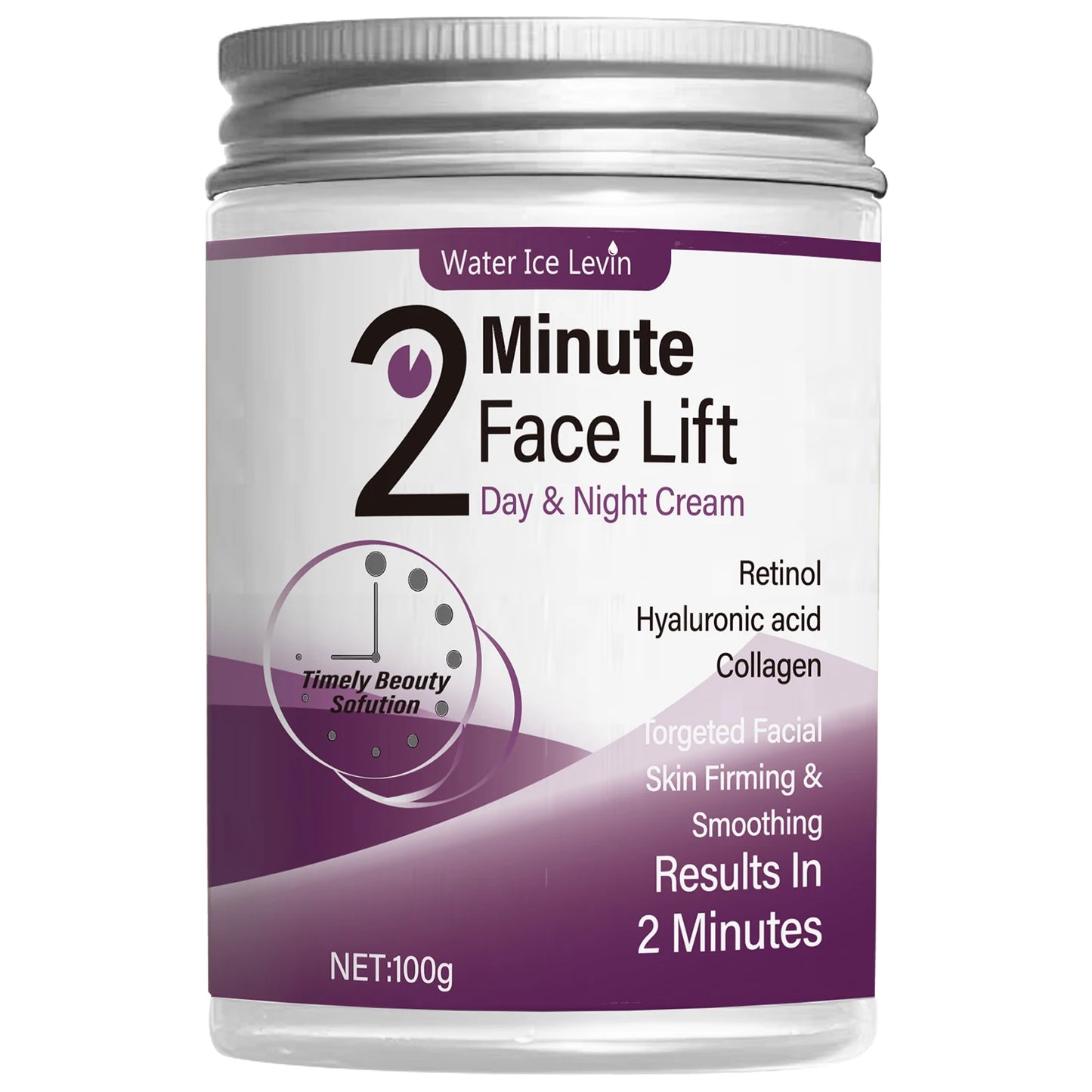 2 Minutes Facial Lifting Day and Night 100gr Cream Contains Retinol, Hyaluronic Acid and Collagen - Moisturizing Lotion Suitable for All Light Skin Tone, No Fragrance, Absorption of 2 Minutes