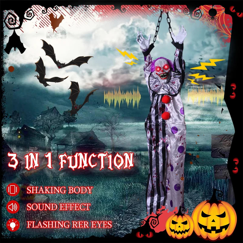 Electric Halloween Decorations New Style Hanger Clown Nurse Witch Voice Control Toys Electric Hanging Ghost Horror Scene Props