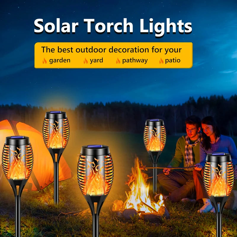Outdoor LED Solar Torch Lights Waterproof Garden Decoration Lawn Pathway Flame Flickering Dancing Solar Lamp