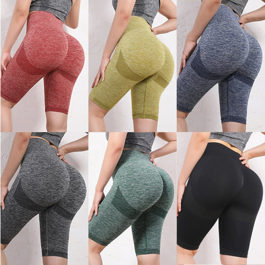 NEW Arrivals S-XL 7 Colors Women Elastic Yoga Shorts High Waist Tummy Control Ruched Booty Pants Seamless Butt Lifting Gym Workout Compression Tights Girls Sports Apparel Supplies