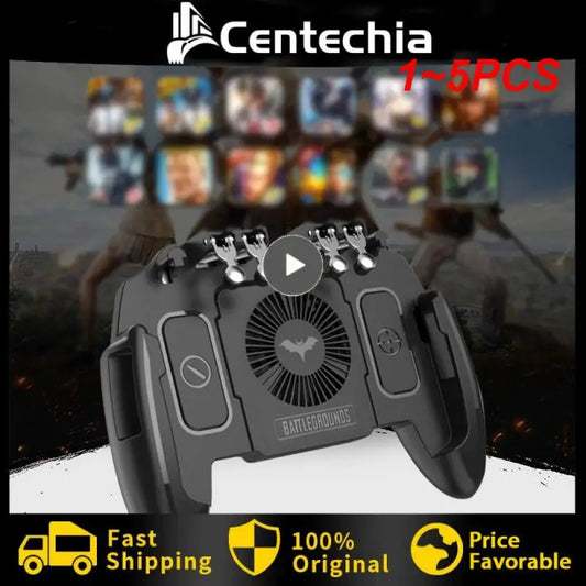 1~5PCS Mobile Joystick Controller Turnover Button Gamepad for PUBG iOS Android Six 6 Finger Operating Gamepad With Cooling Fan