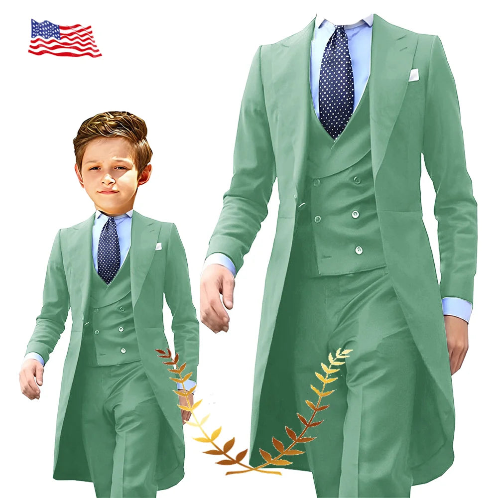 NEW Arrivals 3PCS Set Boys(3-16Yrs Old) Men S-5XL PLUS SIZE 5 Colors Formal Blazer Tuxedos Suit Wedding Evening Party Tuxedo Child Jacket Pants Vest Men Costume Groom’s Suit Luxury Fashion Apparel Supplies