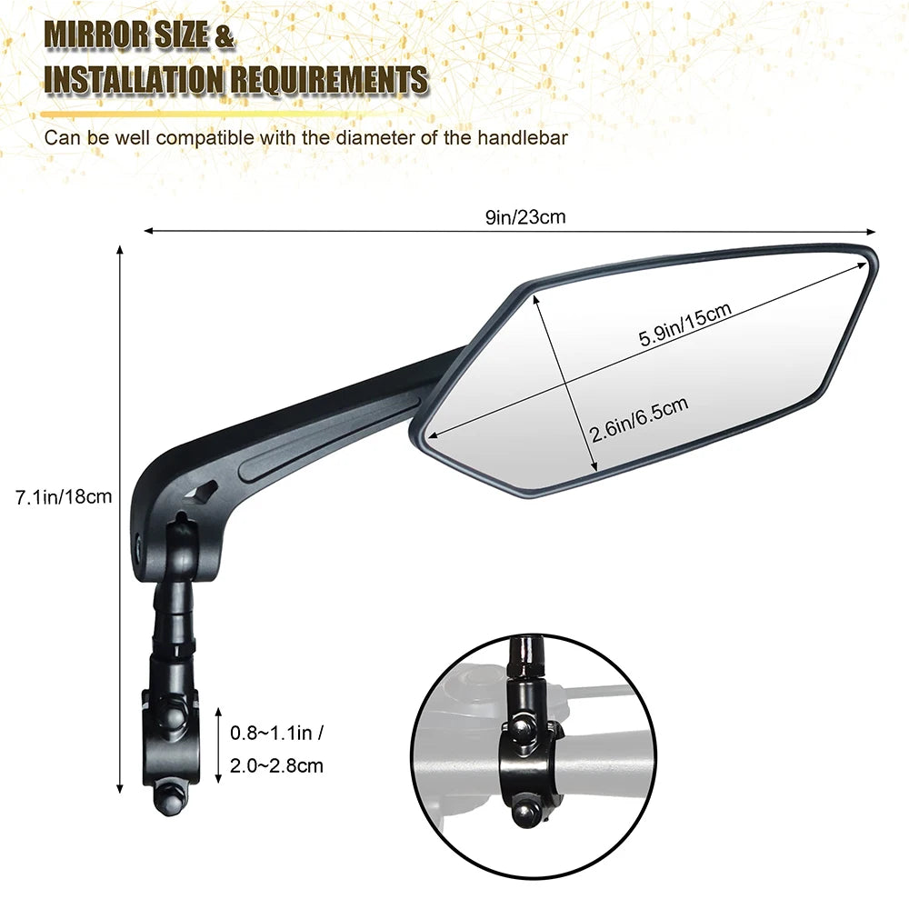 Bicycle Handlebar Reflector Rear View Mirror Safety Adjustable Rotatable Mirror Clear Electric Scooter Cycling Accessories