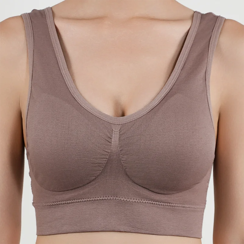 S (45-55kg) - 5XL(115-123kg) UK Plus Size Women's Push Up Yoga Pilates Bras Running Gym Seamless Breathable Vest Top Removable Padded  Anti-Sagging Upper High Elasticity Sport Brassiere