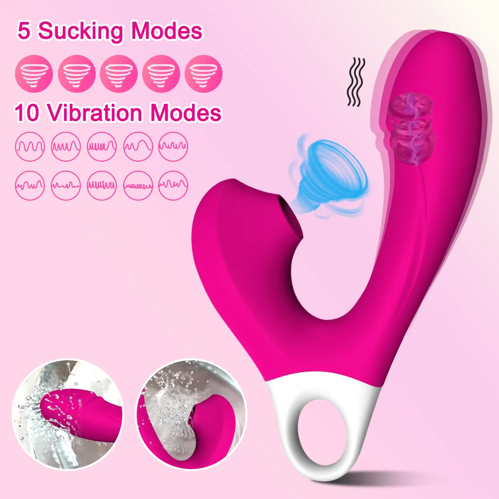 Powerful 15 Vibration Modes Dildo Vibrator for Women G Spot Clitoris Sucker Clit Vacuum Stimulator Female Sex Toys for Adults 18