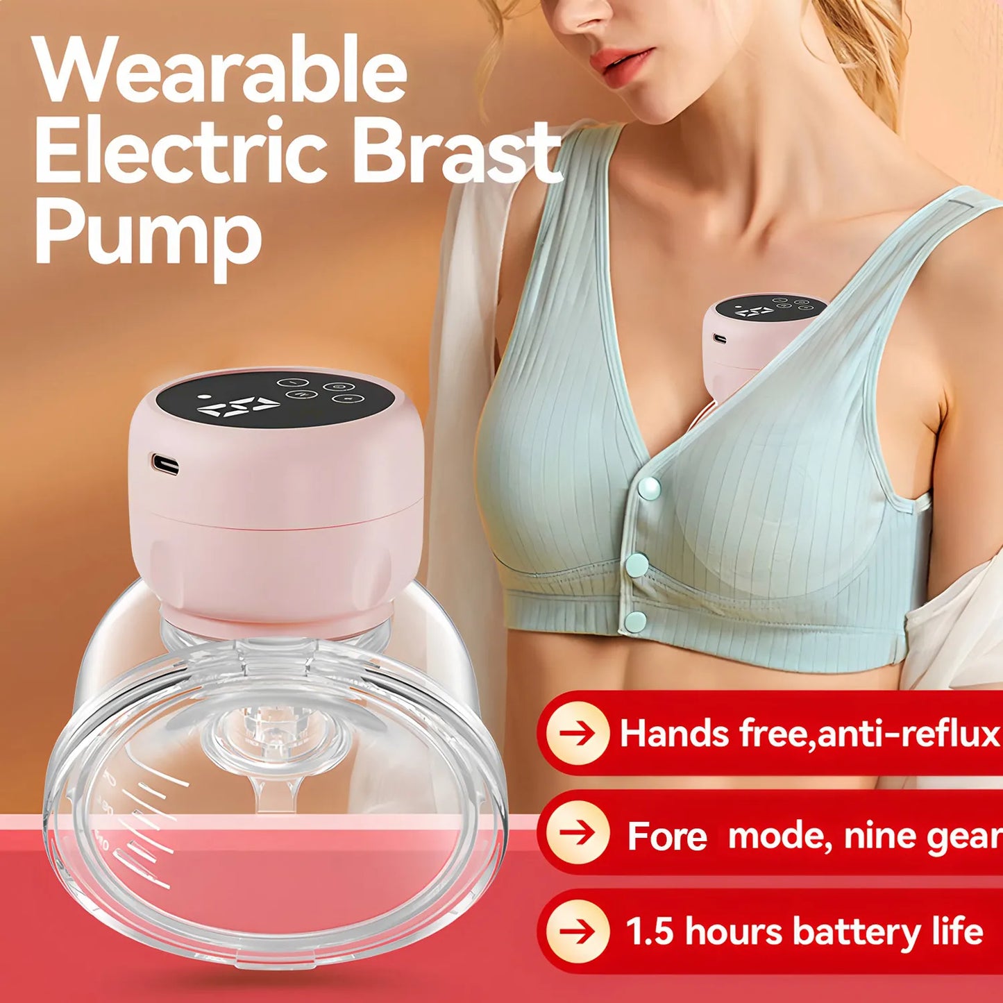 NEW Arrivals USB Charging Wearable Breast Pump Breast Milk Feeding Machine Mother & Baby Supplies Breastfeed  Pump Electric Automatic Home Travel Use Breast Pump