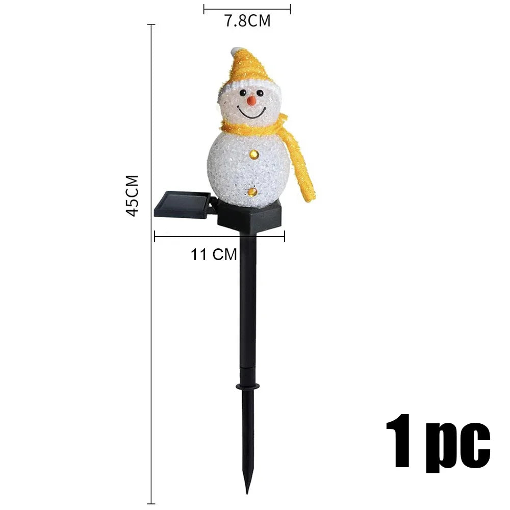 2PCS  Christmas Pathway LED Solar Lights Outdoor Waterproof Lawn Stake Lamp for Garden Decoration Yard Home Holiday Santa Claus