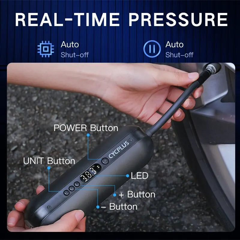 Air Compressor Wireless Bicycle Pump for Car Tire High Pressure 150PSI  Portable Smart Air Inflator for MTB Bike Ball