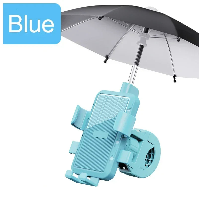 NEW Arrivals Blue/Pink/Black Color Bicycle Motorcycle Mobile Phone Holder with Umbrella for Electric Vehicle Scooter Cycling Mountain Phone Stand Handlebar Mount Bikes Accessories